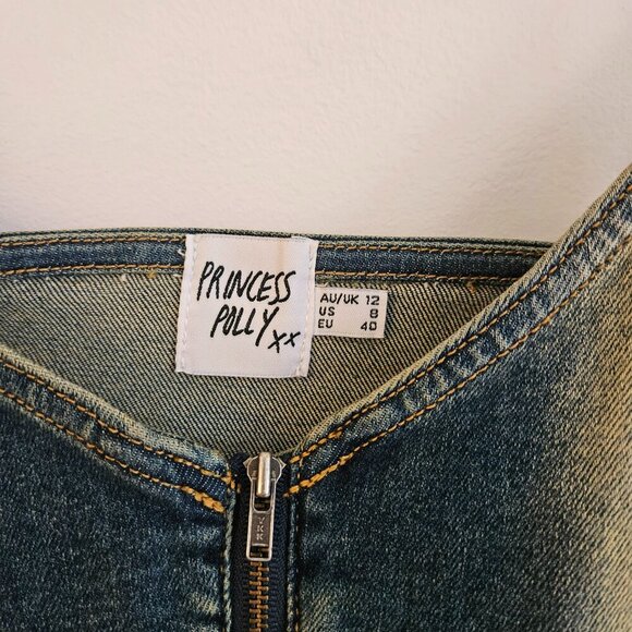 Princess Poly Denim Crop Top - Picture 3 of 4